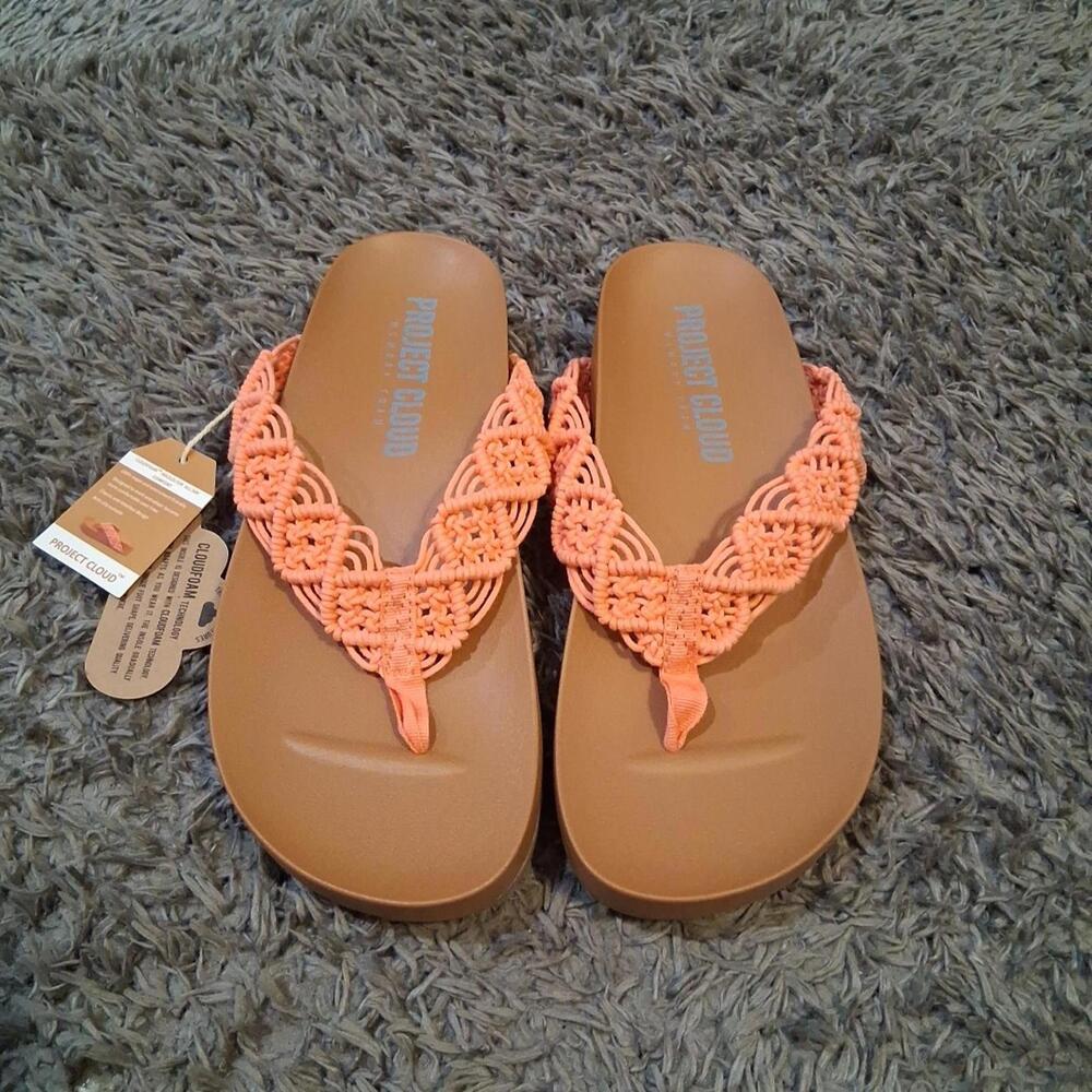 Project Cloud Womens Sandals Comfortable Crochet Flip Flops for Women 8.5 Coral